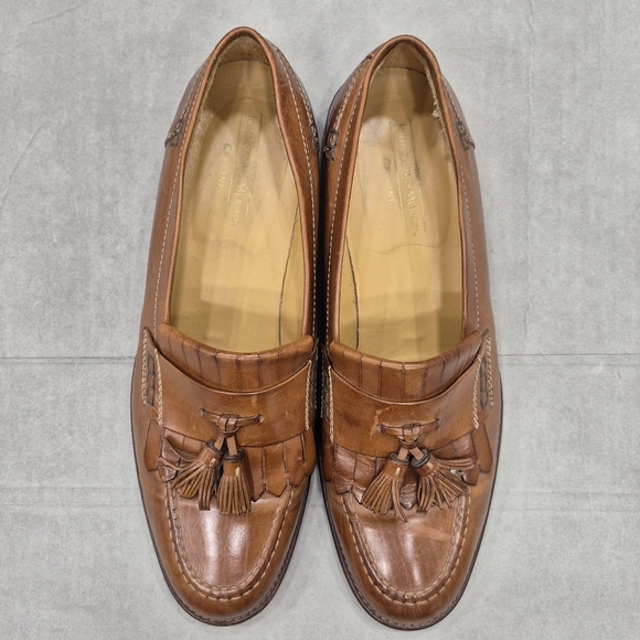 Johnston & Murphy dress loafers men\'s 10.5N brown leather kiltie tassels slip on main image 12
